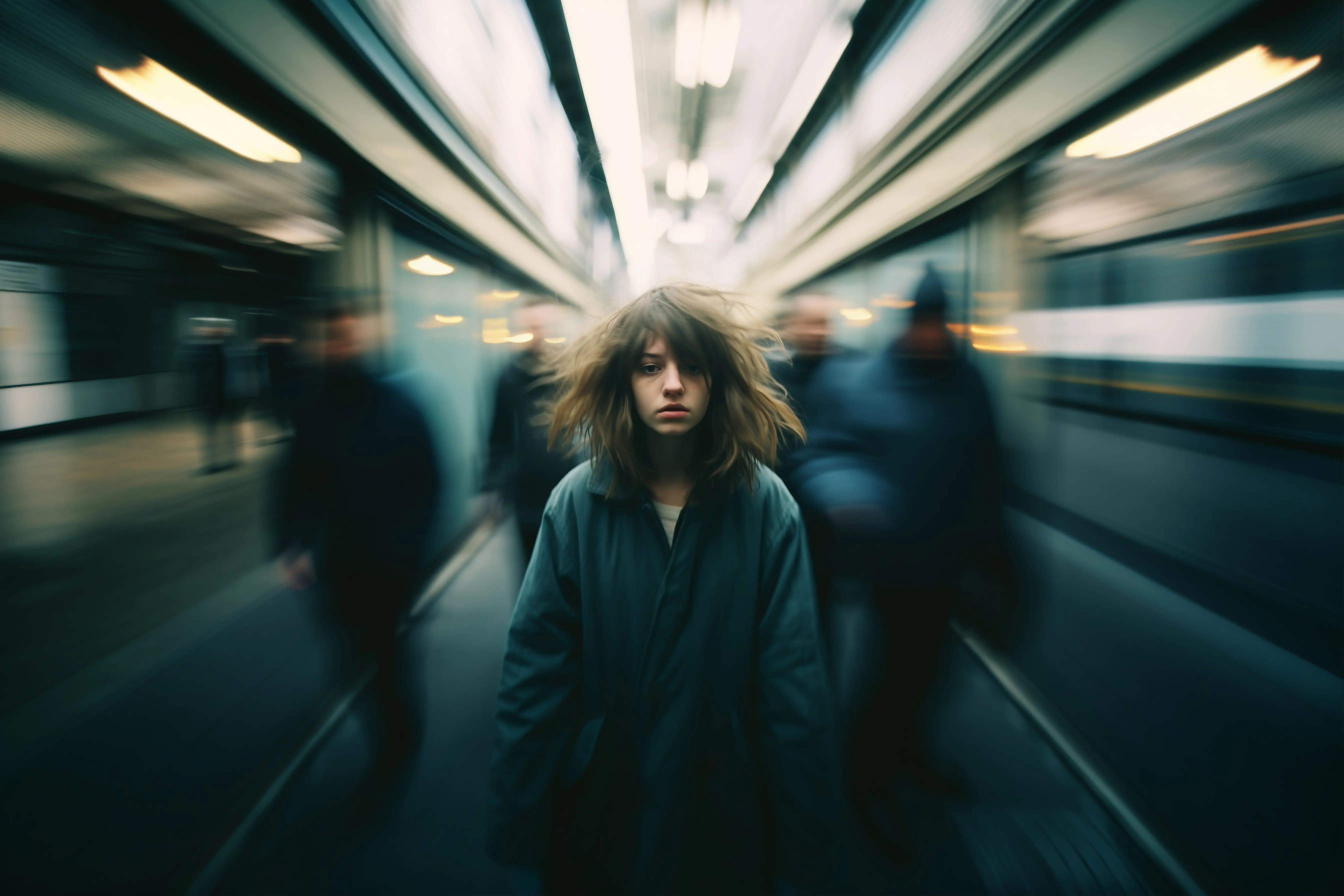 "Overthinking person trapped in thought — a visual metaphor for mental loops and sabotage